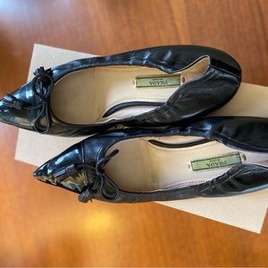 Prada Black Leather Ballerina Flats  -Size 7.5
